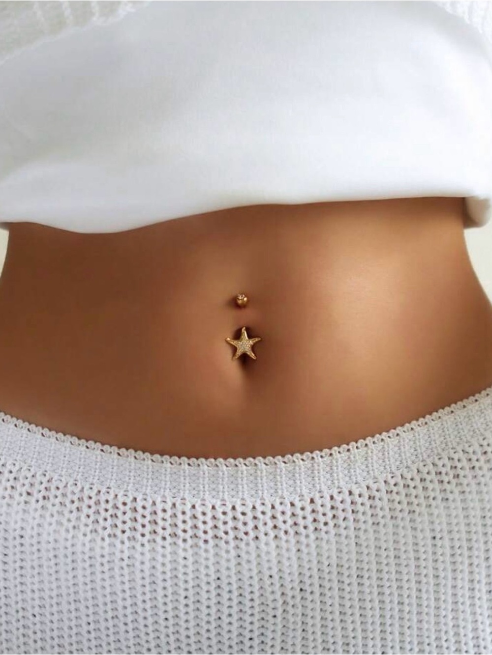 Gold Star Fish Navel Ring - Women's Belly Button Jewelry